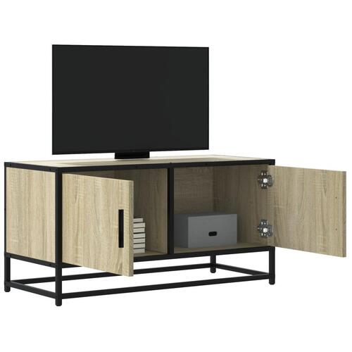 Tv-bord 80x34,5x40 cm konstrueret træ og metal sonoma-eg