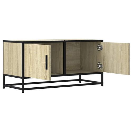 Tv-bord 80x34,5x40 cm konstrueret træ og metal sonoma-eg