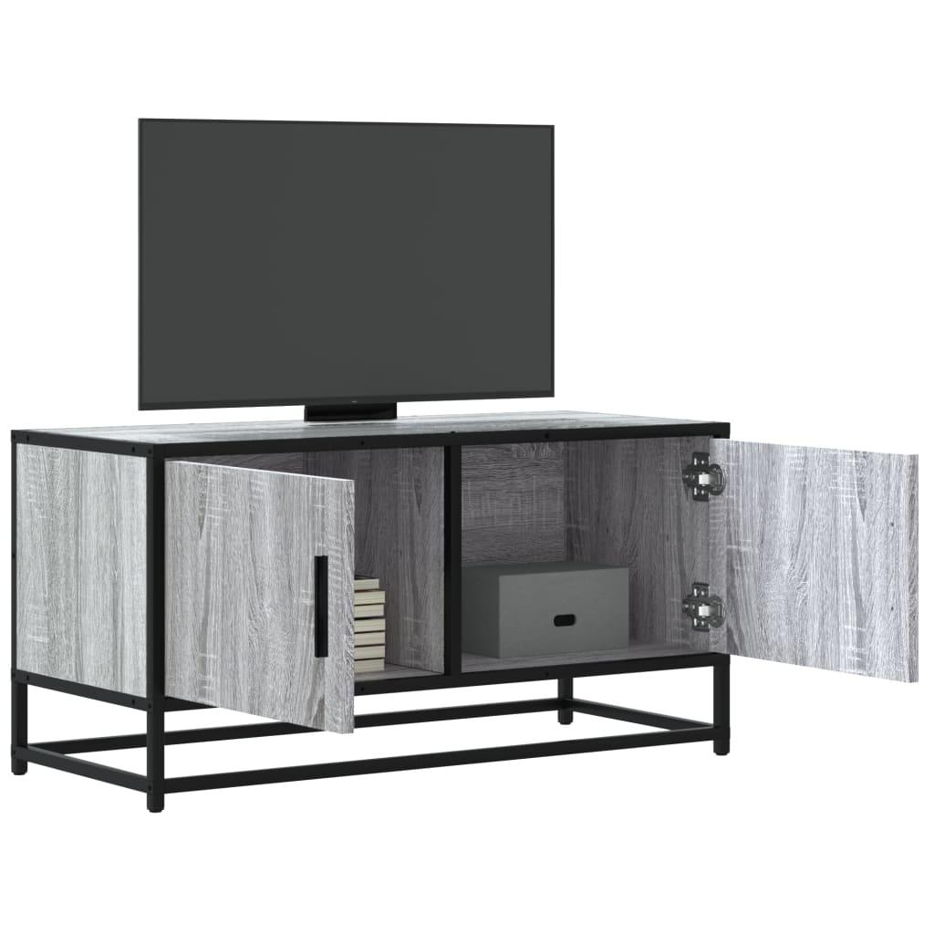 Tv-bord 80x34,5x40 cm konstrueret træ og metal grå sonoma-eg