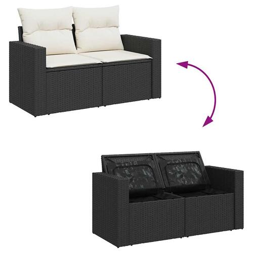 Sofasæt til haven 11 dele med hynder polyrattan sort