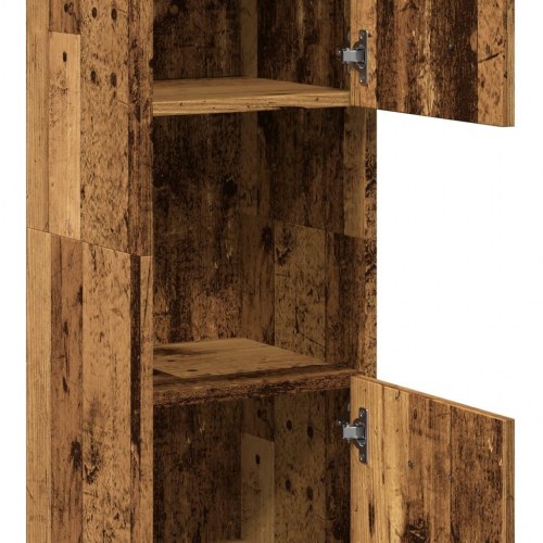 Væghængt badeværelsesskab 30×30×130 cm - antikt træ look, konstrueret træ