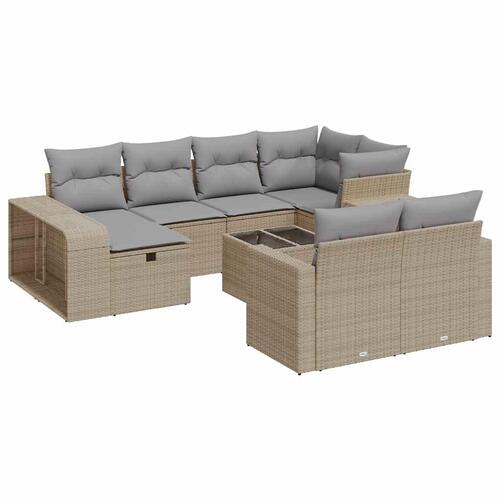 Sofasæt til haven 11 dele med hynder polyrattan beige
