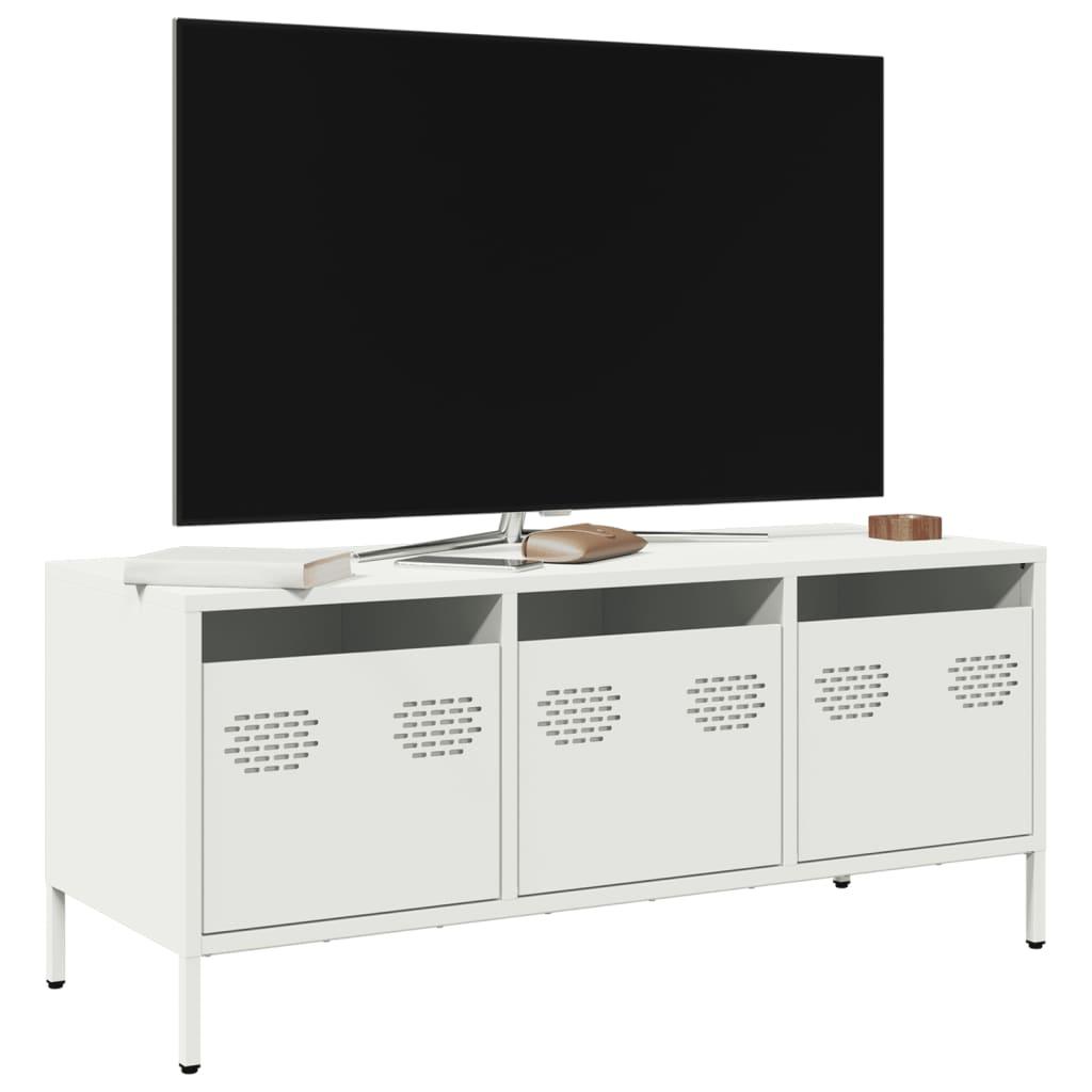 Tv-bord 101,5x39x43,5 cm koldvalset stål hvid billede