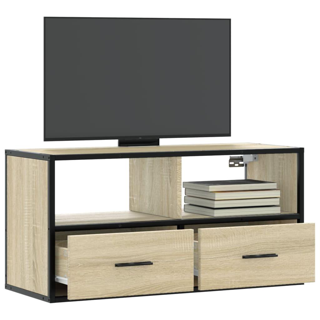 Tv-bord 80x31x39,5 cm konstrueret træ og metal sonoma-eg billede