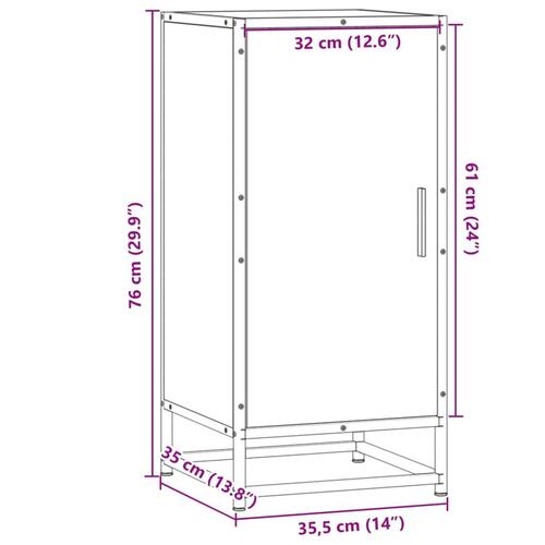 Skab 35,5x35x76 cm konstrueret træ og metal røget egetræsfarve