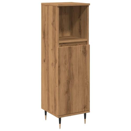 Badeværelsesskab 30x30x100 cm konstrueret træ kunsteg