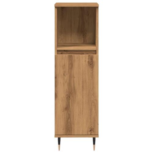 Badeværelsesskab 30x30x100 cm konstrueret træ kunsteg