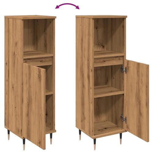 Badeværelsesskab 30x30x100 cm konstrueret træ kunsteg