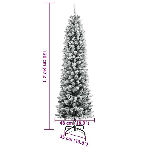 Kunstigt juletræ med sne og 150 LED'er 120 cm