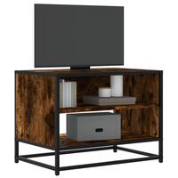 Tv-bord 61x40x46 cm konstrueret træ metal røget egetræsfarve
