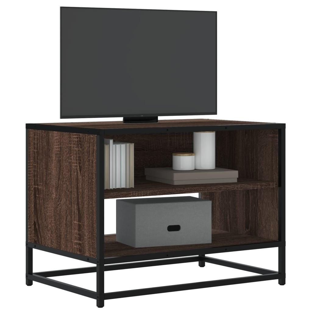 Tv-bord 61x40x46 cm konstrueret træ og metal brun egetræsfarve