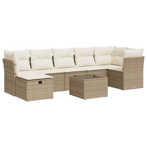Sofasæt til haven 8 dele med hynder polyrattan beige