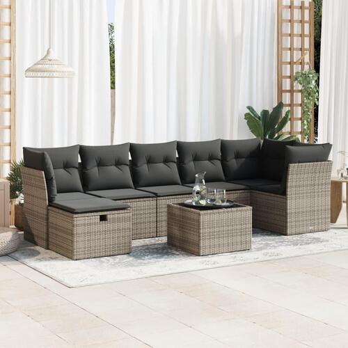 Sofasæt til haven 8 dele med hynder polyrattan grå