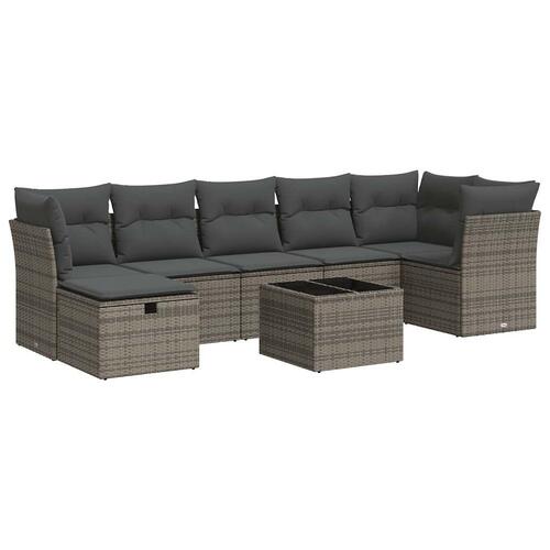 Sofasæt til haven 8 dele med hynder polyrattan grå