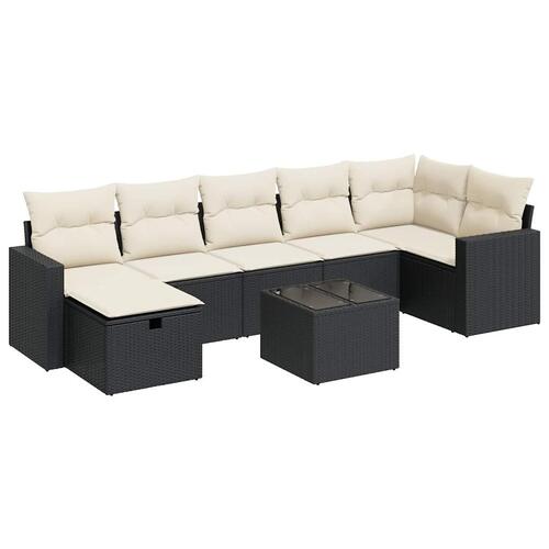 Sofasæt til haven 8 dele med hynder polyrattan sort