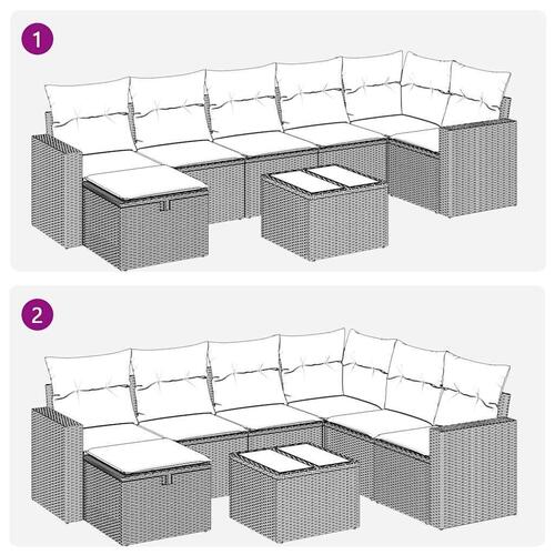 Sofasæt til haven 8 dele med hynder polyrattan sort