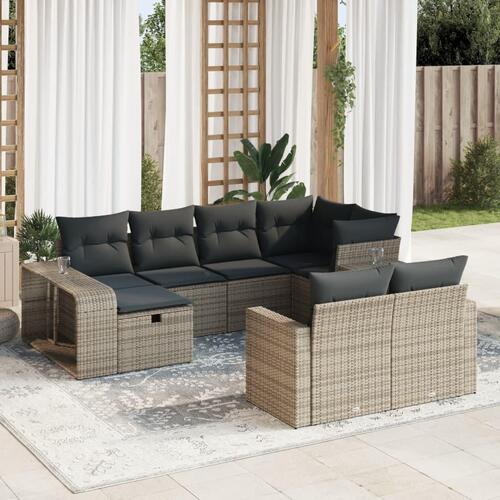 Sofasæt til haven 10 dele med hynder polyrattan grå