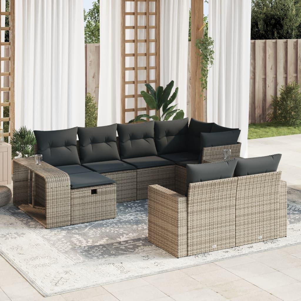 Sofasæt til haven 10 dele med hynder polyrattan grå