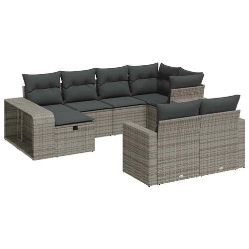 Sofasæt til haven 10 dele med hynder polyrattan grå