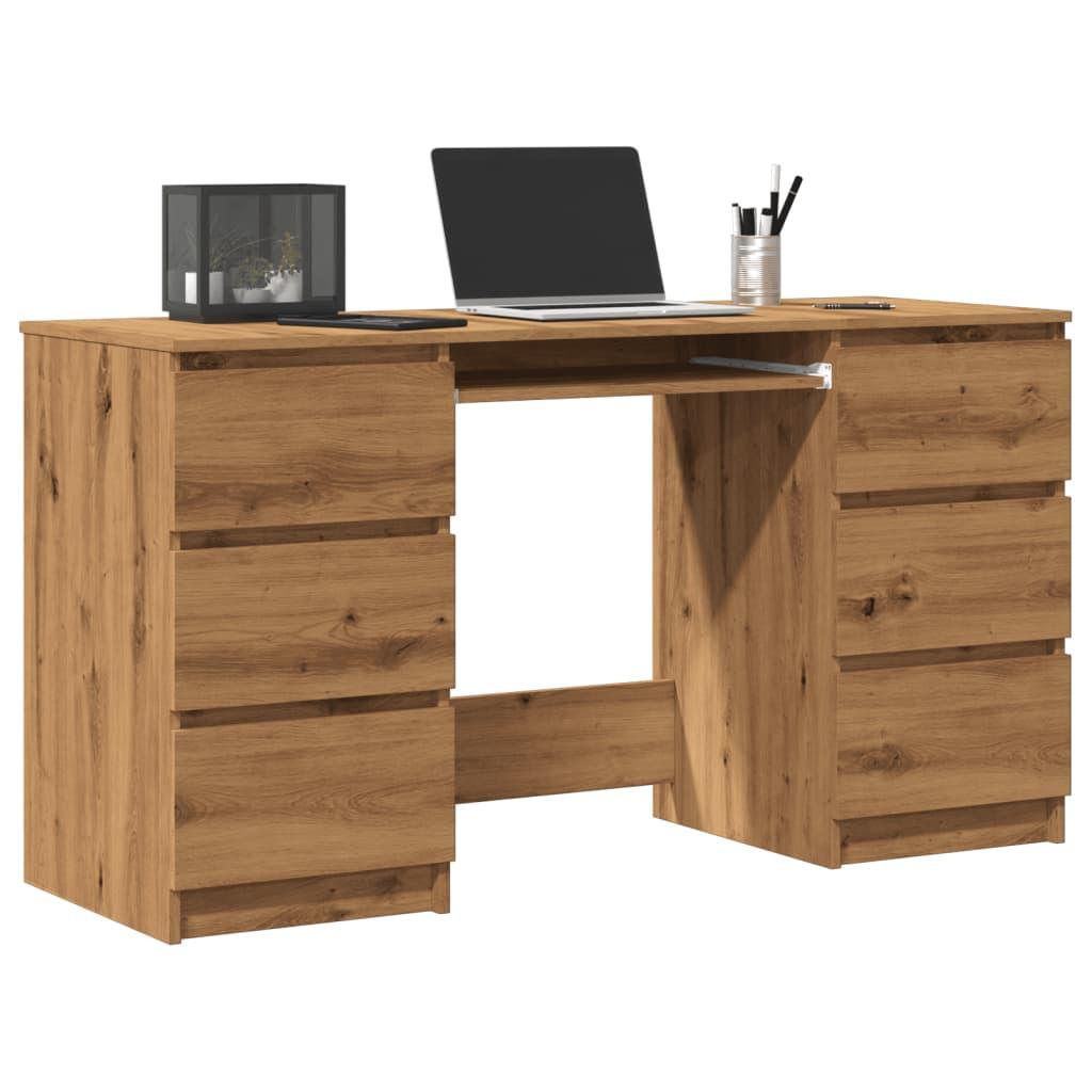 Skrivebord 140x50x77 cm konstrueret træ kunsteg