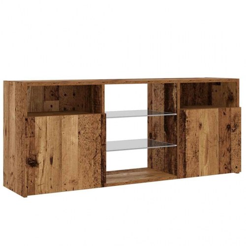 Tv-bord med LED-lys 120 × 30 × 50 cm - konstrueret træ, antikt træ