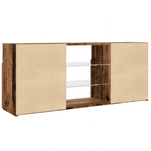 Tv-bord med LED-lys 120 × 30 × 50 cm - konstrueret træ, antikt træ