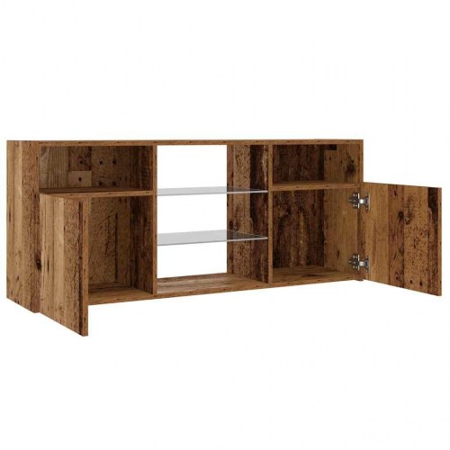 Tv-bord med LED-lys 120 × 30 × 50 cm - konstrueret træ, antikt træ