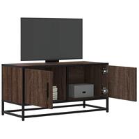 Tv-bord 80x34,5x40cm konstrueret træ og metal brun egetræsfarve