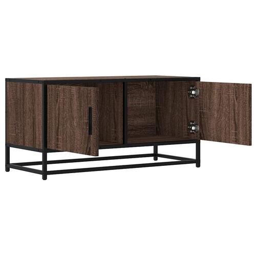 Tv-bord 80x34,5x40cm konstrueret træ og metal brun egetræsfarve
