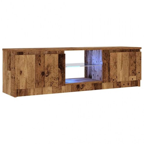 Tv-bord med LED-lys 120×30×36 cm - konstrueret træ, antikt træ