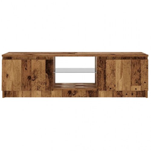 Tv-bord med LED-lys 120×30×36 cm - konstrueret træ, antikt træ
