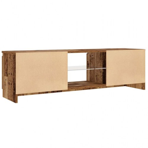 Tv-bord med LED-lys 120×30×36 cm - konstrueret træ, antikt træ