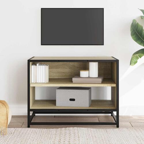 Tv-bord 61x40x46 cm konstrueret træ og metal sonoma-eg