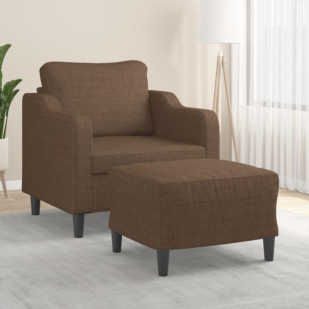 Sofastol med fodskammel 60 cm stof Brun