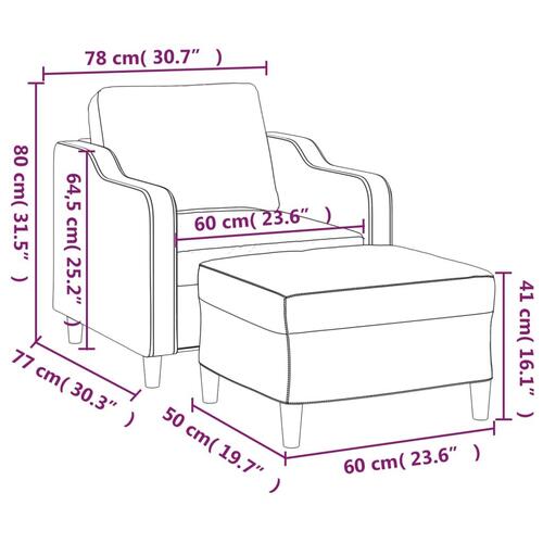 Sofastol med fodskammel 60 cm stof Brun