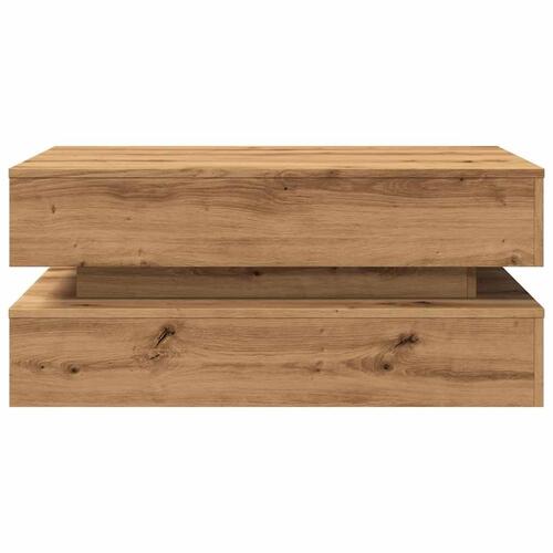 Sofabord med LED-lys 90x50x40 cm kunsteg