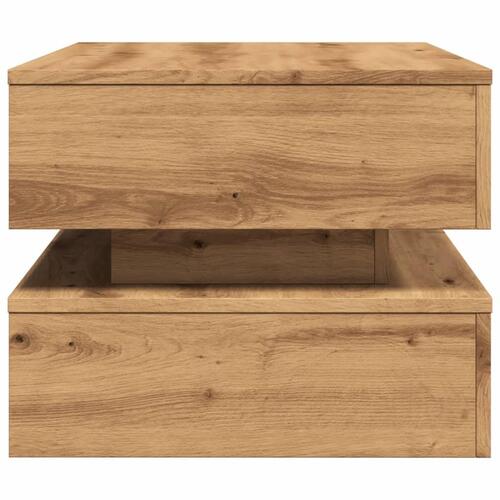 Sofabord med LED-lys 90x50x40 cm kunsteg