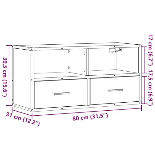Tv-bord 80x31x39,5 cm konstrueret træ og metal sort