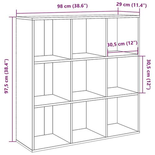 Bogreol 98x29x97,5 cm kunsteg