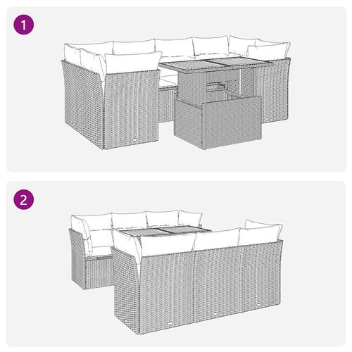 Sofasæt til haven 7 dele med hynder polyrattan beige