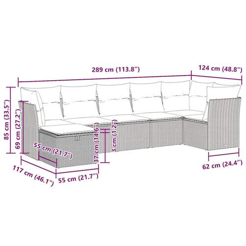 Sofasæt til haven 7 dele med hynder polyrattan beige