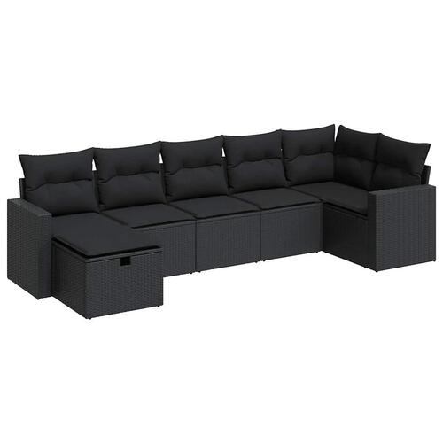 Sofasæt til haven 7 dele med hynder polyrattan sort