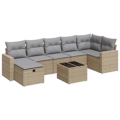 Sofasæt til haven 8 dele med hynder polyrattan beige