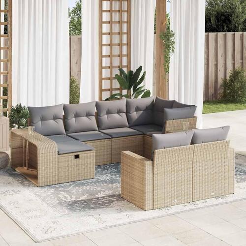 Sofasæt til haven 10 dele med hynder polyrattan beige