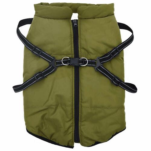 Hundefrakke med sele Vandtæt Reflekterende armygrøn 3XL
