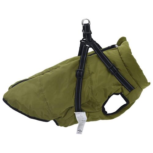 Hundefrakke med sele Vandtæt Reflekterende armygrøn 3XL