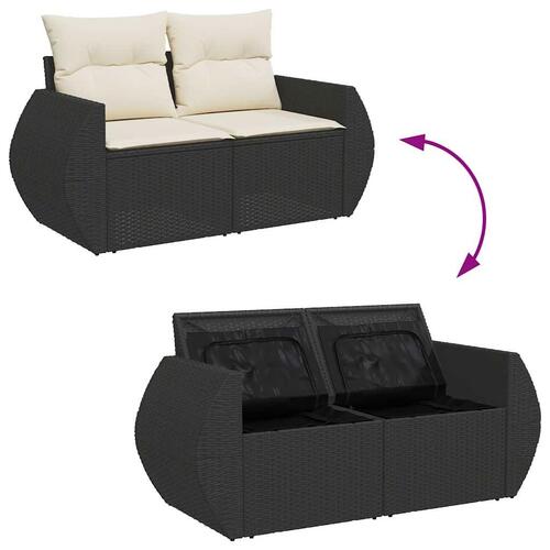 Sofasæt til haven 6 dele med hynder polyrattan sort