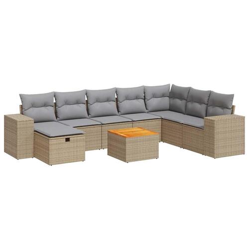 Sofasæt til haven 9 dele med hynder polyrattan beige