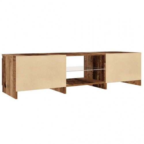 Tv-bord med LED-lys 140×40×36 cm - konstrueret træ, antikt egetræ
