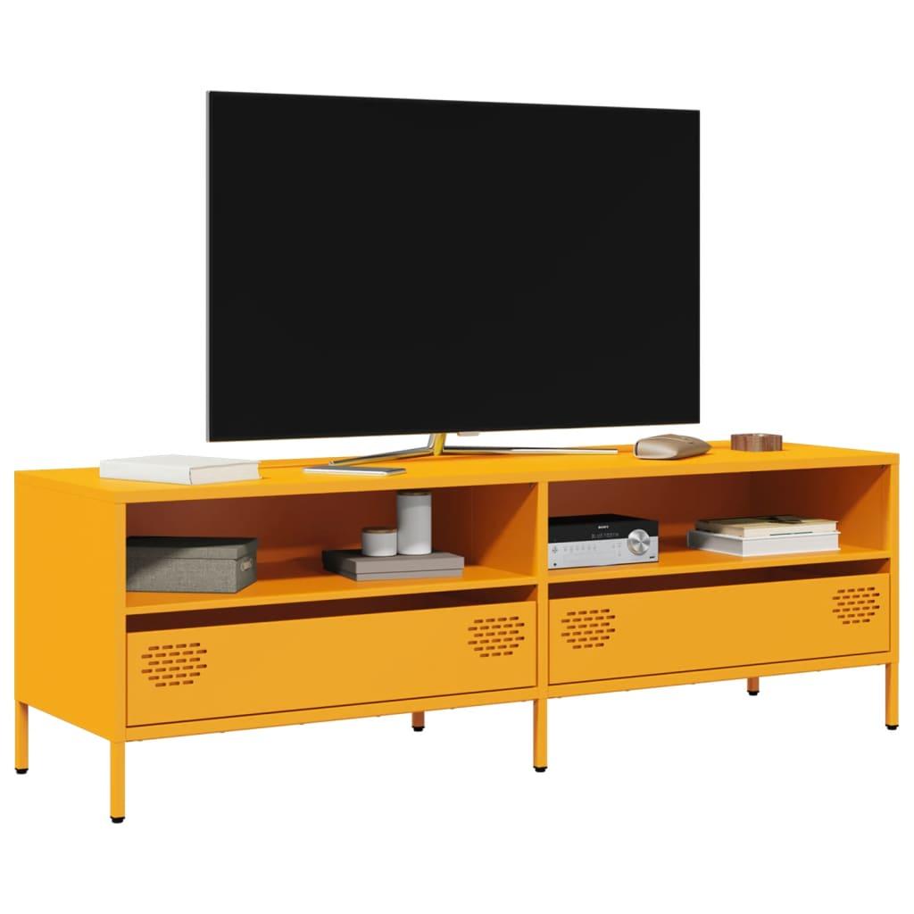 Tv-bord 135x39x43,5 cm koldvalset stål sennepsgul billede